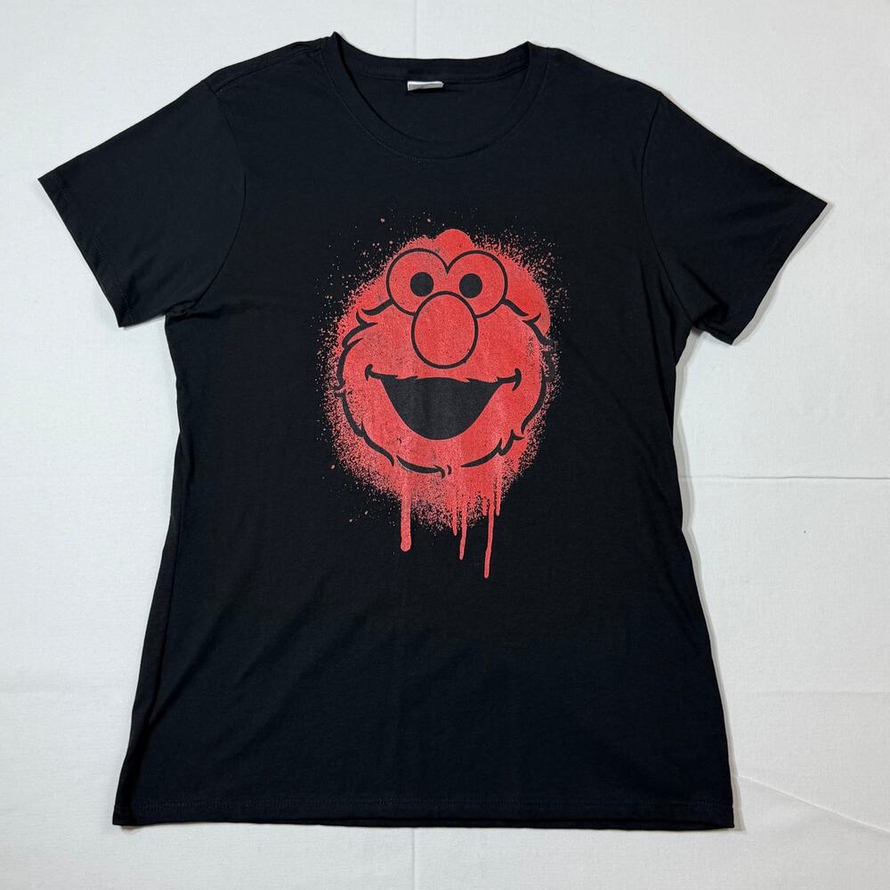 Women’s Size L Elmo Graphic Tee – 100% Cotton – Black